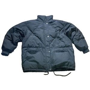 First Down Duck Down Jacket Large Black Full Zip Puffer